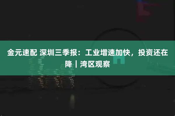 金元速配 深圳三季报：工业增速加快，投资还在降｜湾区观察