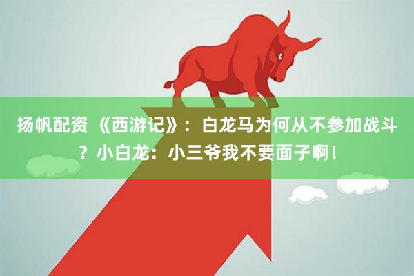 扬帆配资 《西游记》：白龙马为何从不参加战斗？小白龙：小三爷我不要面子啊！